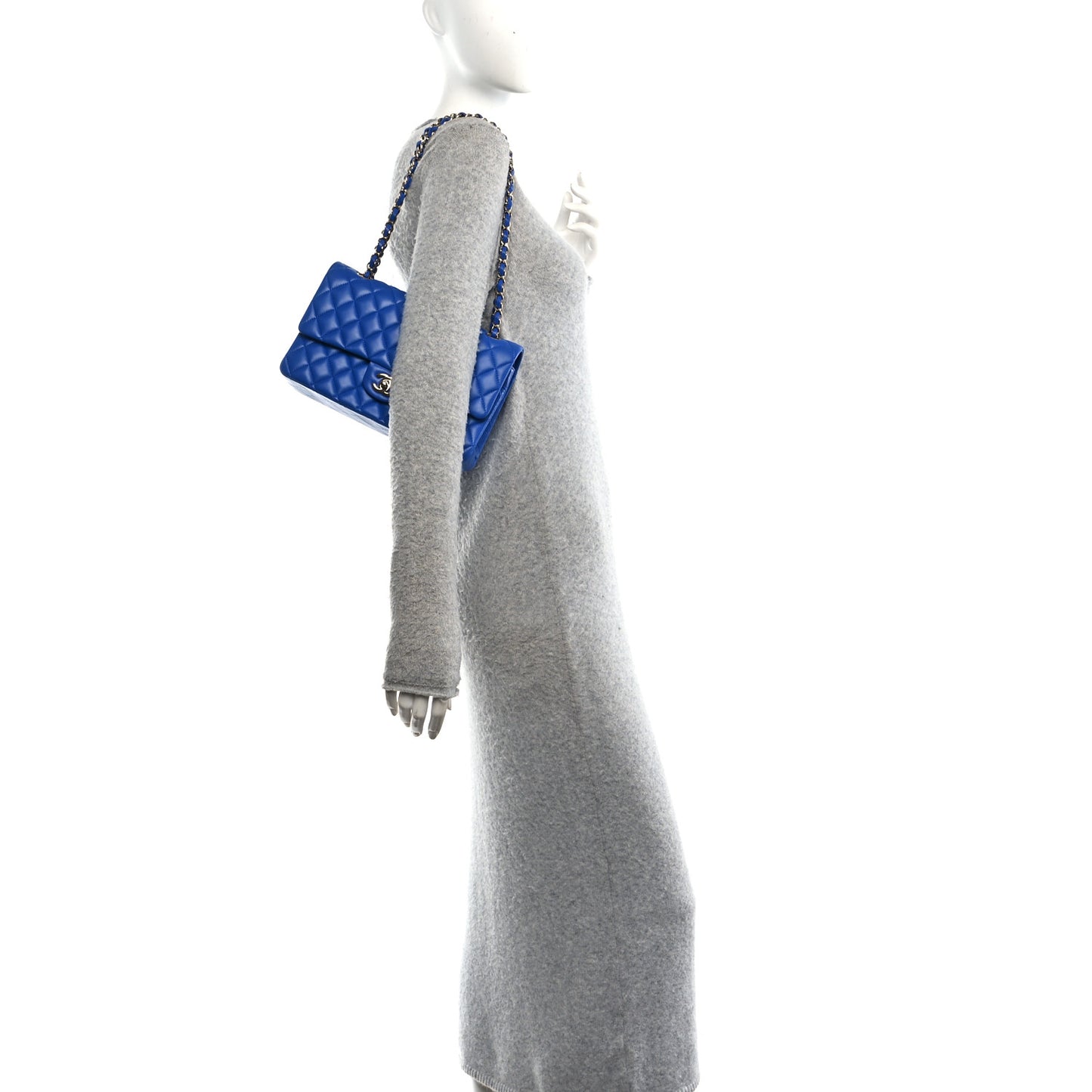 Lambskin Quilted Medium Double Flap Blue