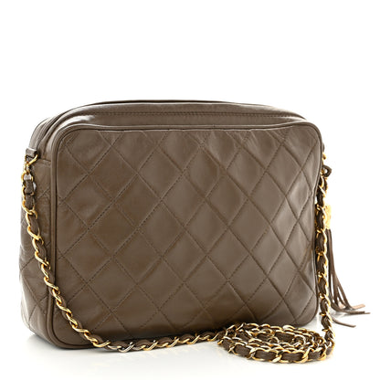 Chanel Lambskin Quilted Tassel Camera Case Brown 3 of 12