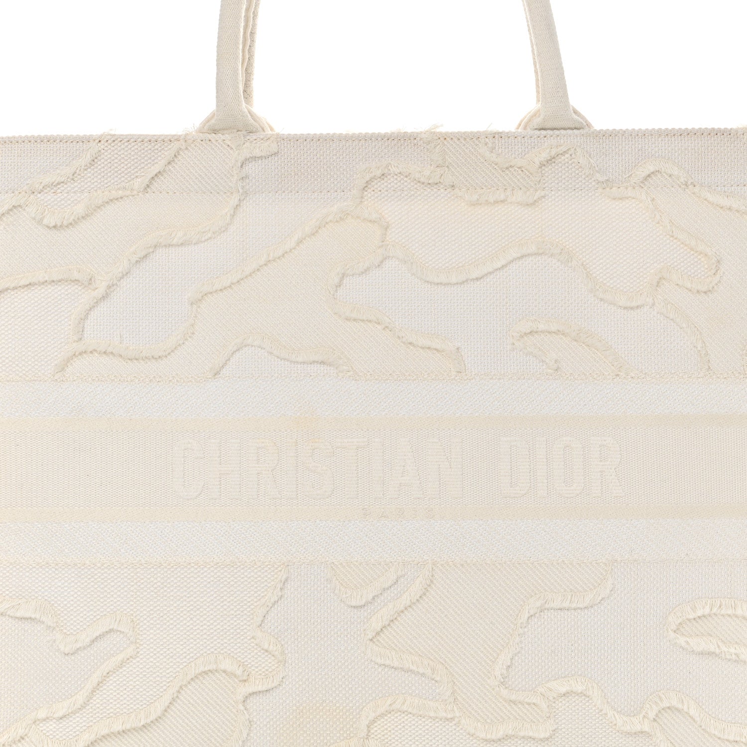 Christian Dior Canvas Embroidered Camouflage Large Book Tote White 8 of 22