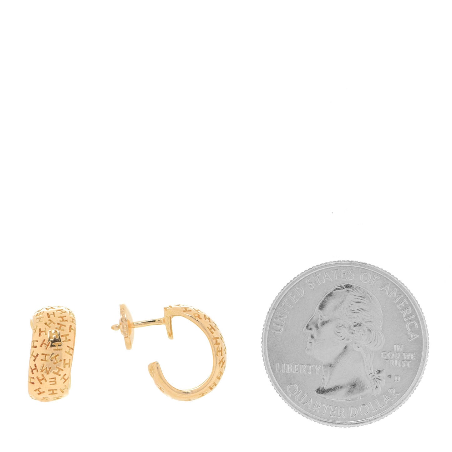 18K Yellow Gold H Logo Hoop Earrings