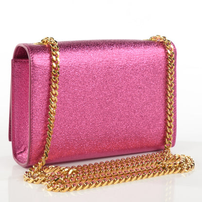 Saint Laurent Metallic Calfskin Small Classic Monogram Satchel Fuchsia 3 of 11