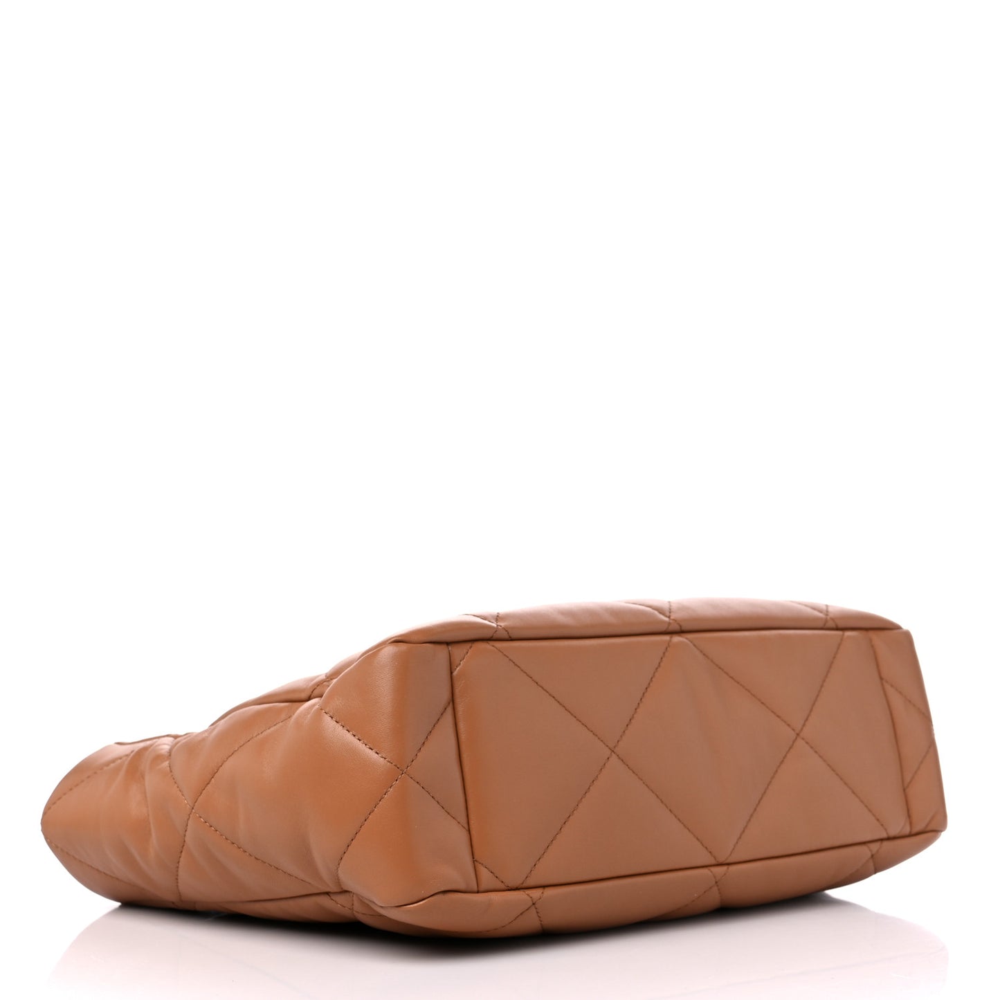 Lambskin Quilted Chanel 19 East West Shopping Bag Brown