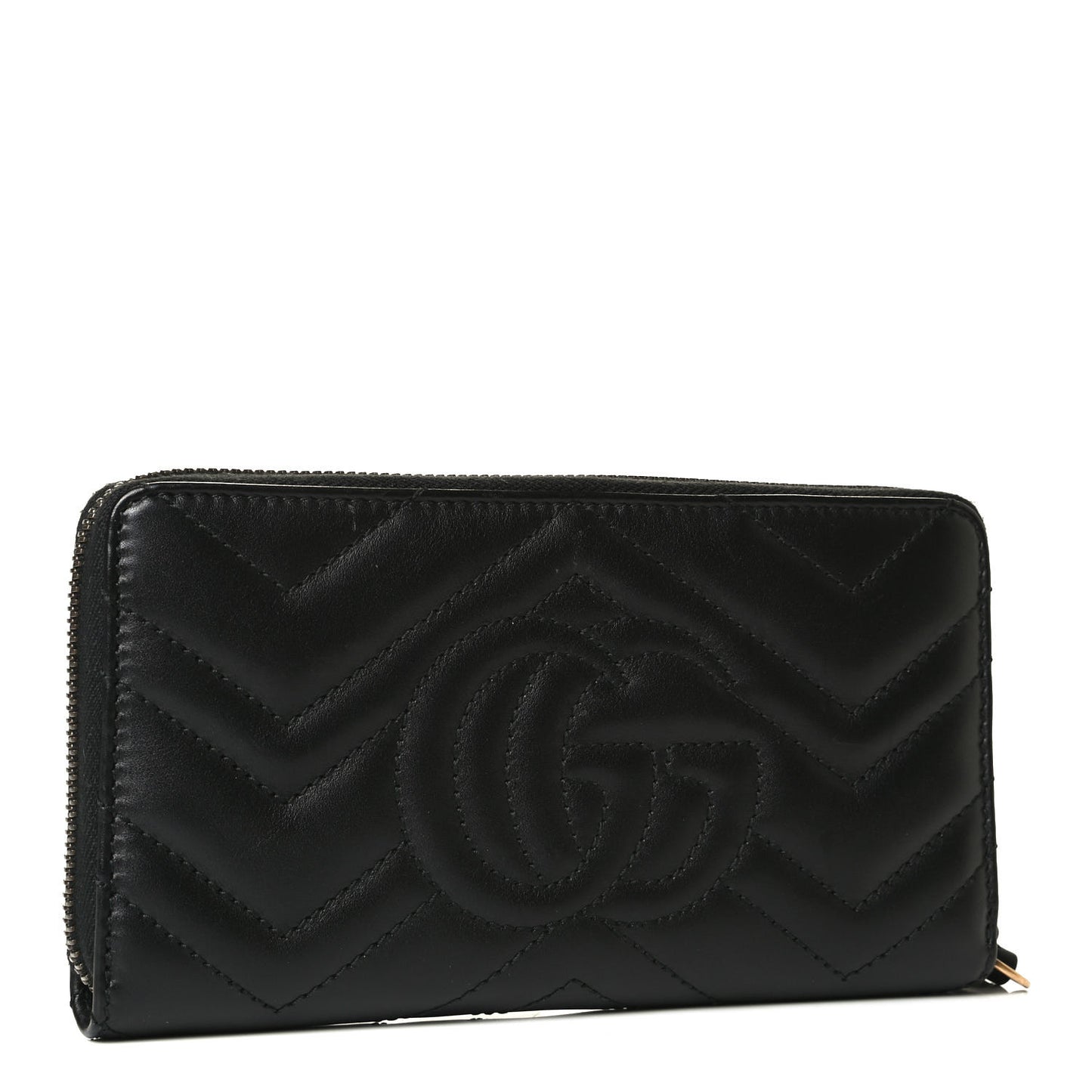 Calfskin Matelasse GG Marmont Zip Around Wallet Black