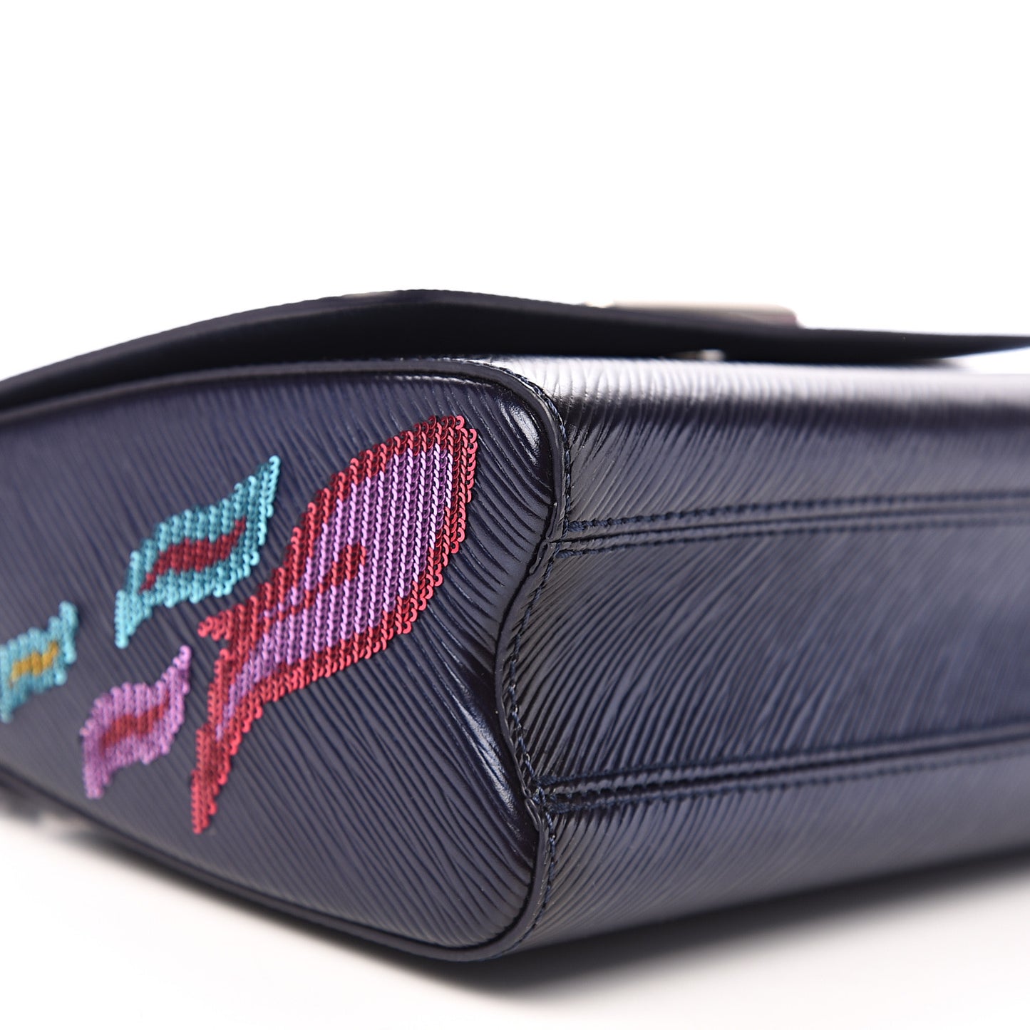 Epi Sequins Flame Twist Shoulder Bag MM Blue Nuit