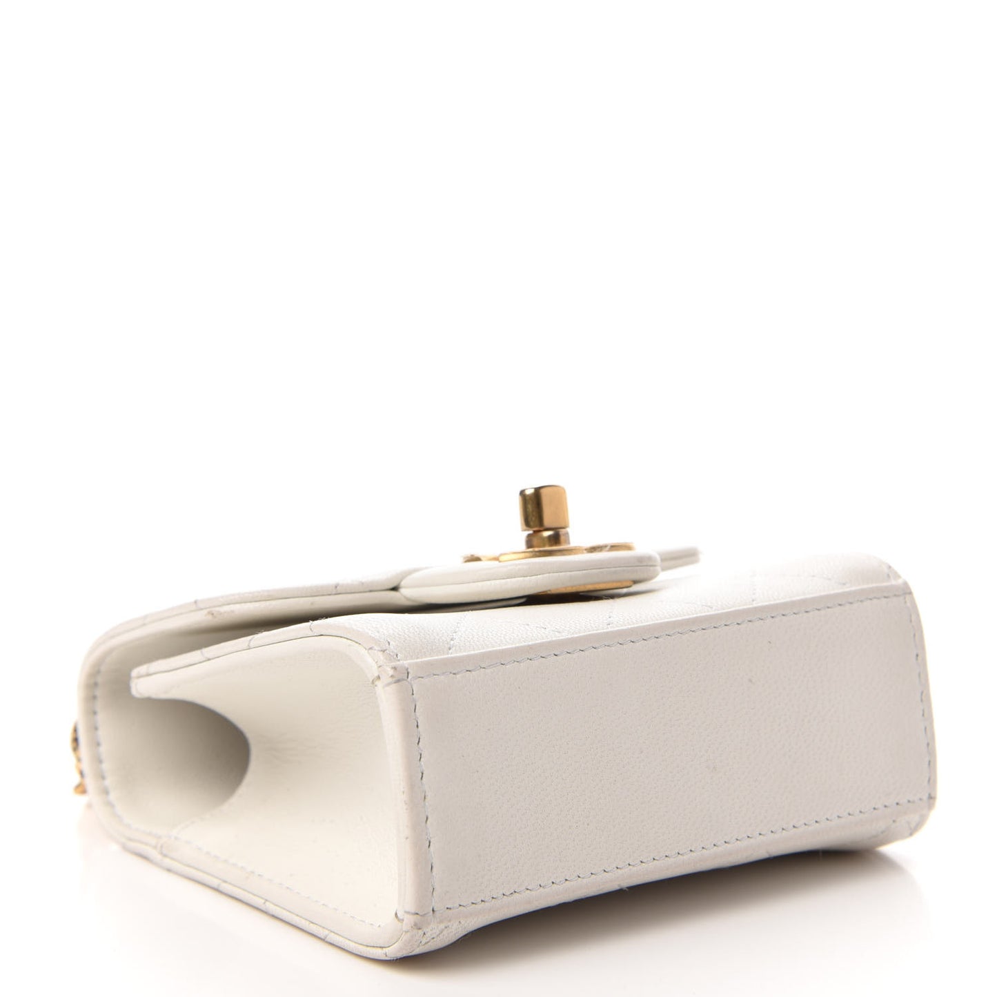Goatskin Chic Pearls Clutch On Chain White