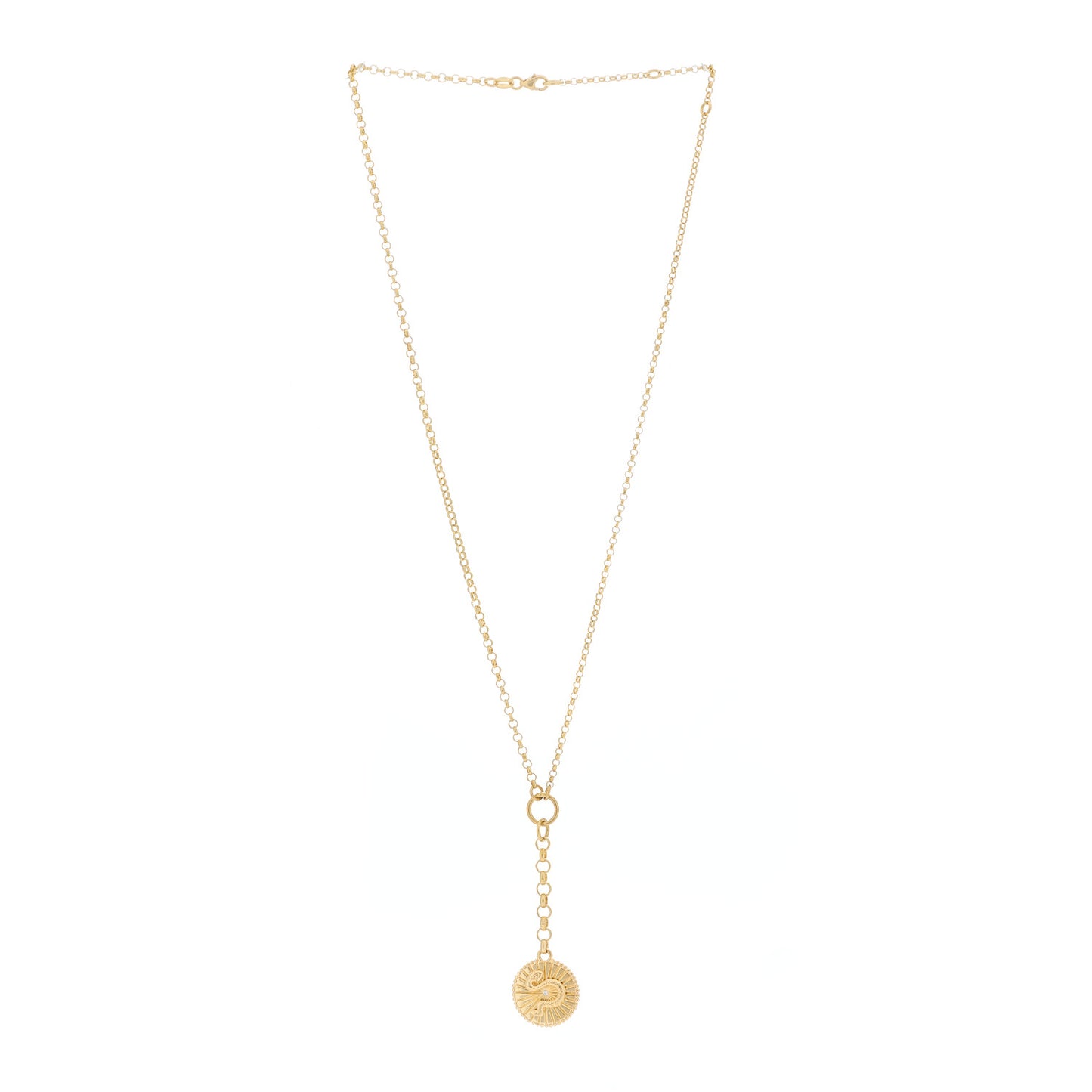 18K Yellow Gold Diamond Wholeness Small Mixed Belcher Chain Necklace
