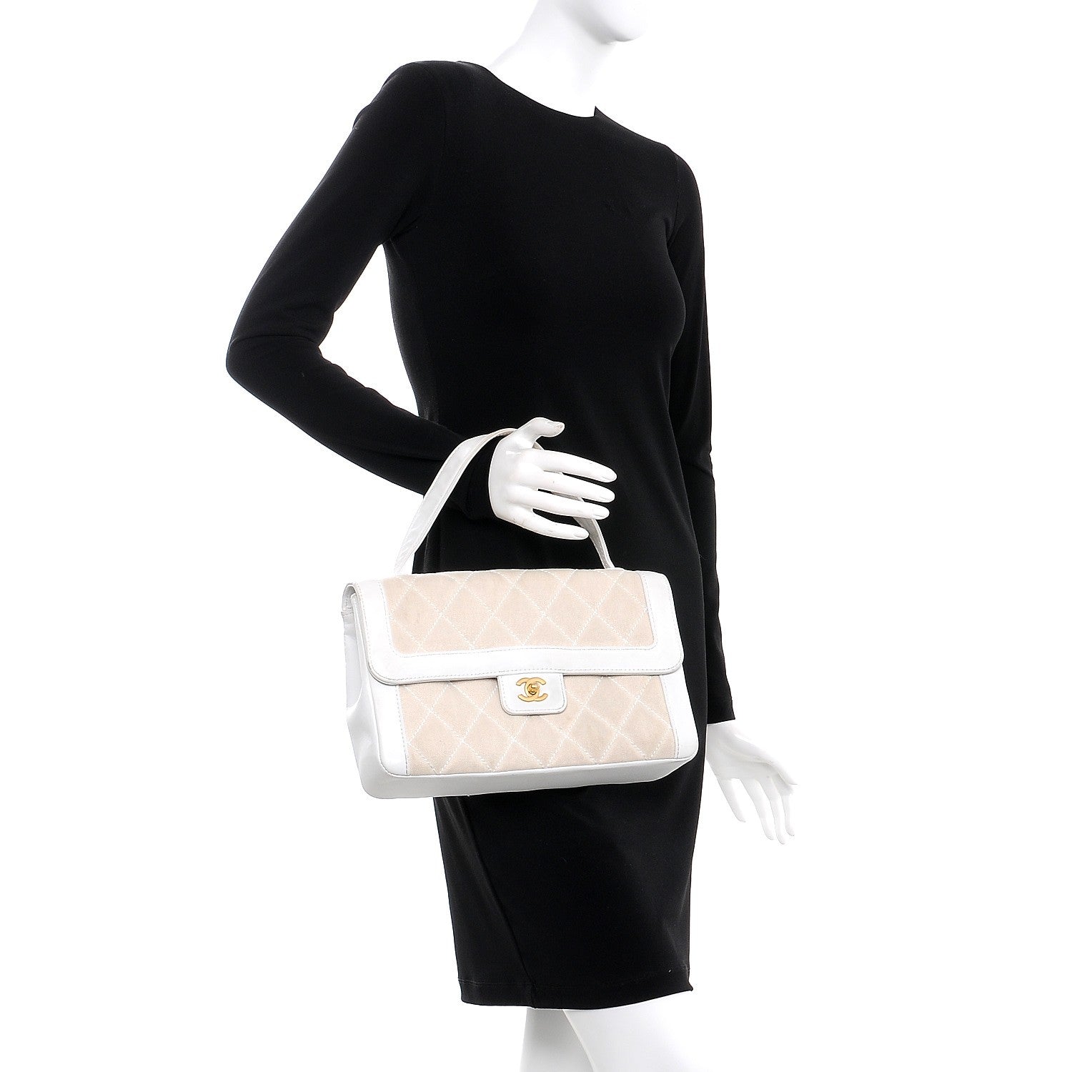 Chanel Lambskin Canvas Quilted Top Handle Flap Bag White 2 of 27