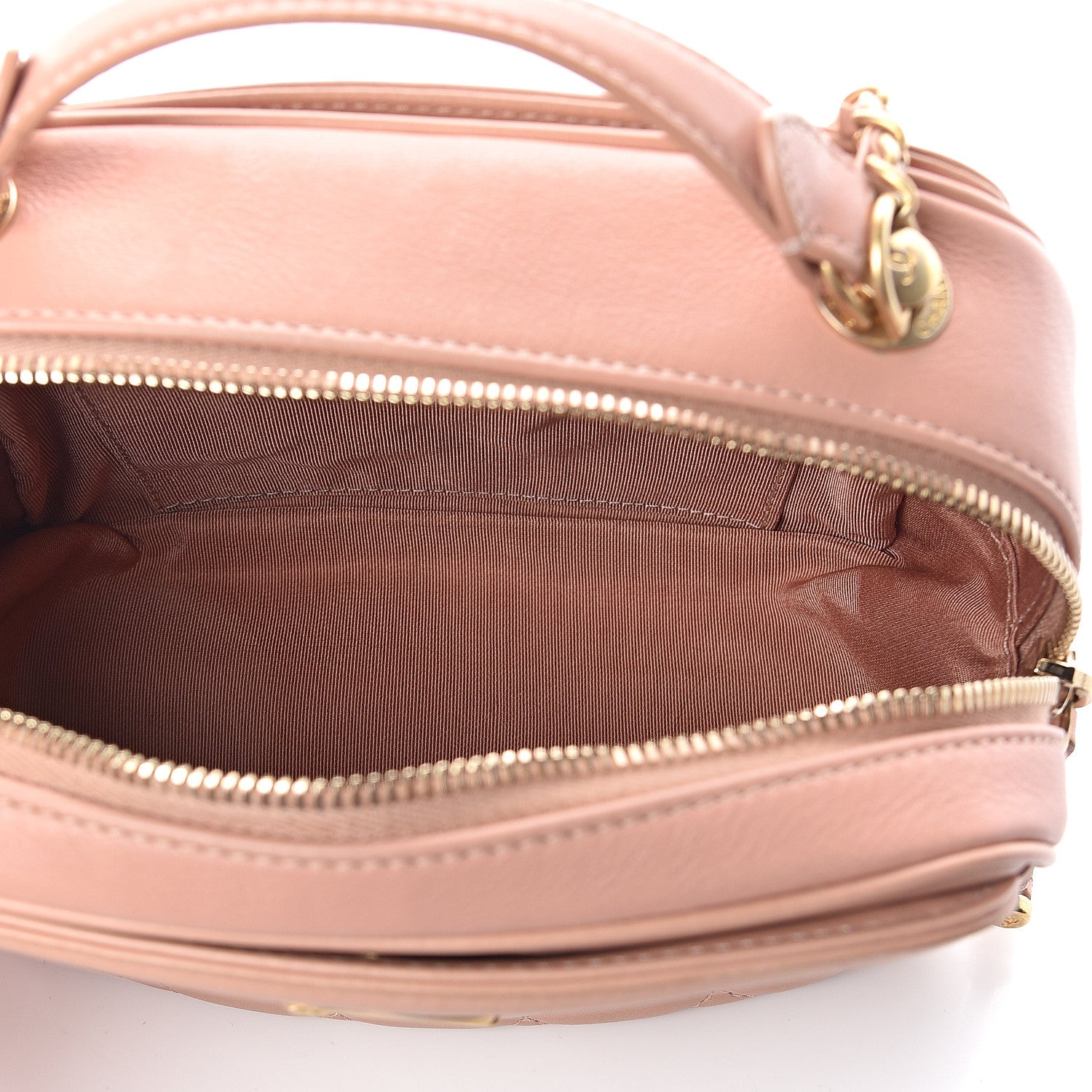 Chanel Calfskin Quilted CC Small Vanity Case Dark Beige 4 of 8