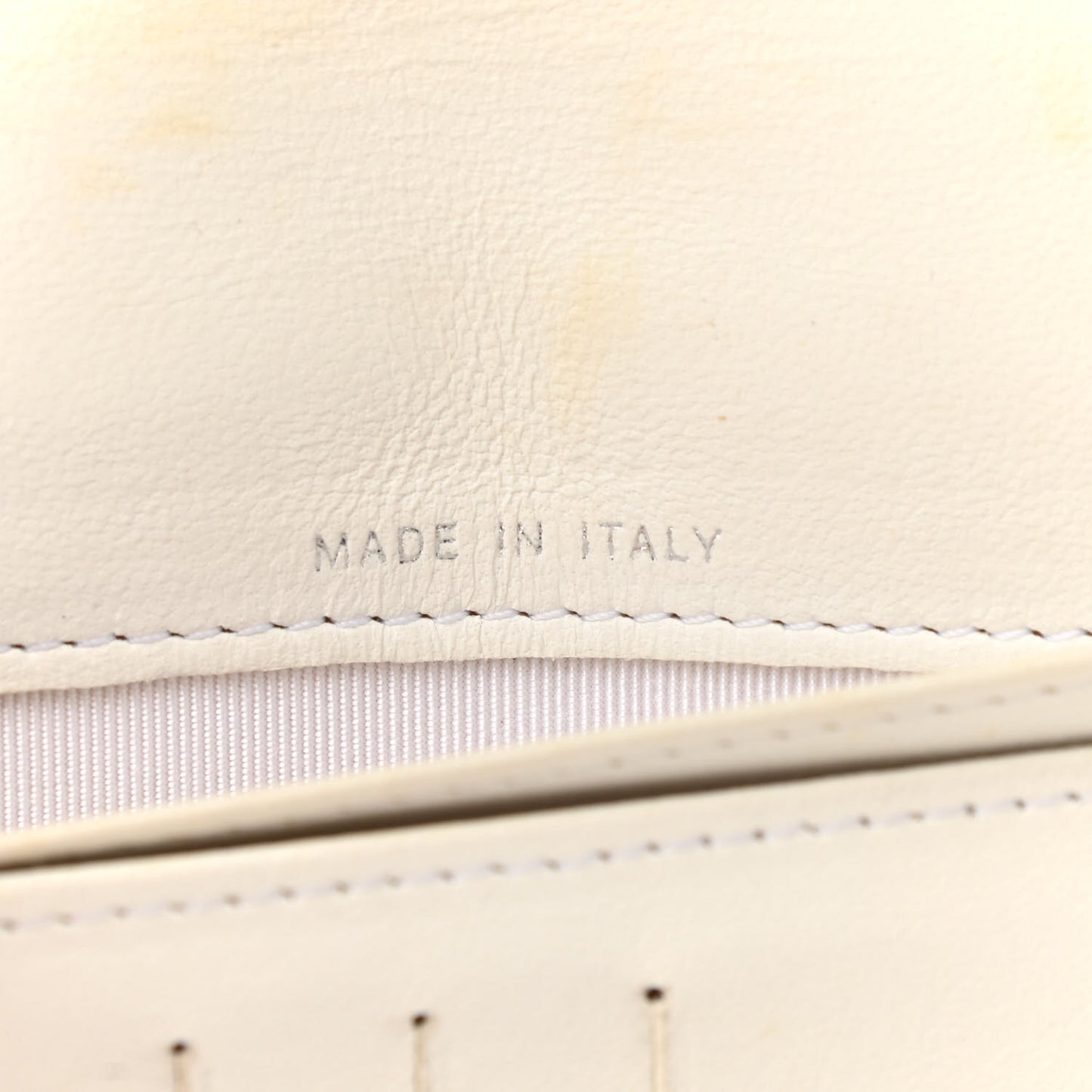 Lambskin Perforated Yen Wallet White