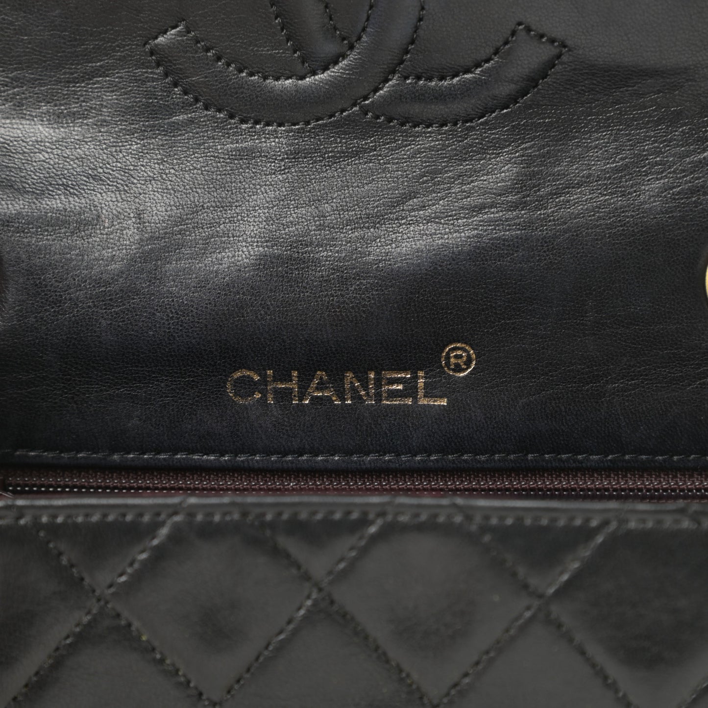 Lambskin Quilted Mini Square Flap Black