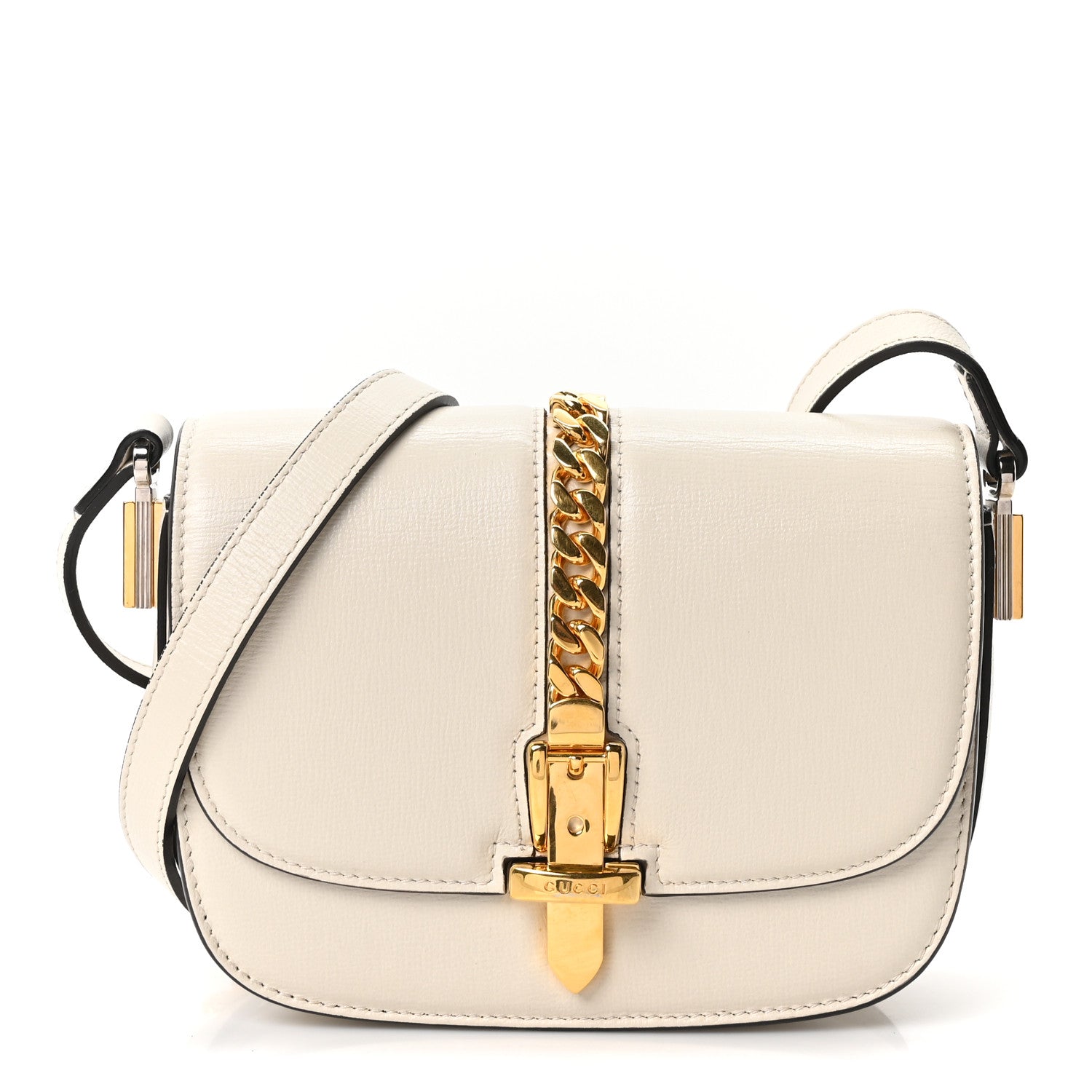 Gucci Azalea Calfskin Mini Sylvie 1969 Flap Messenger Bag Mystic White 1 of 10