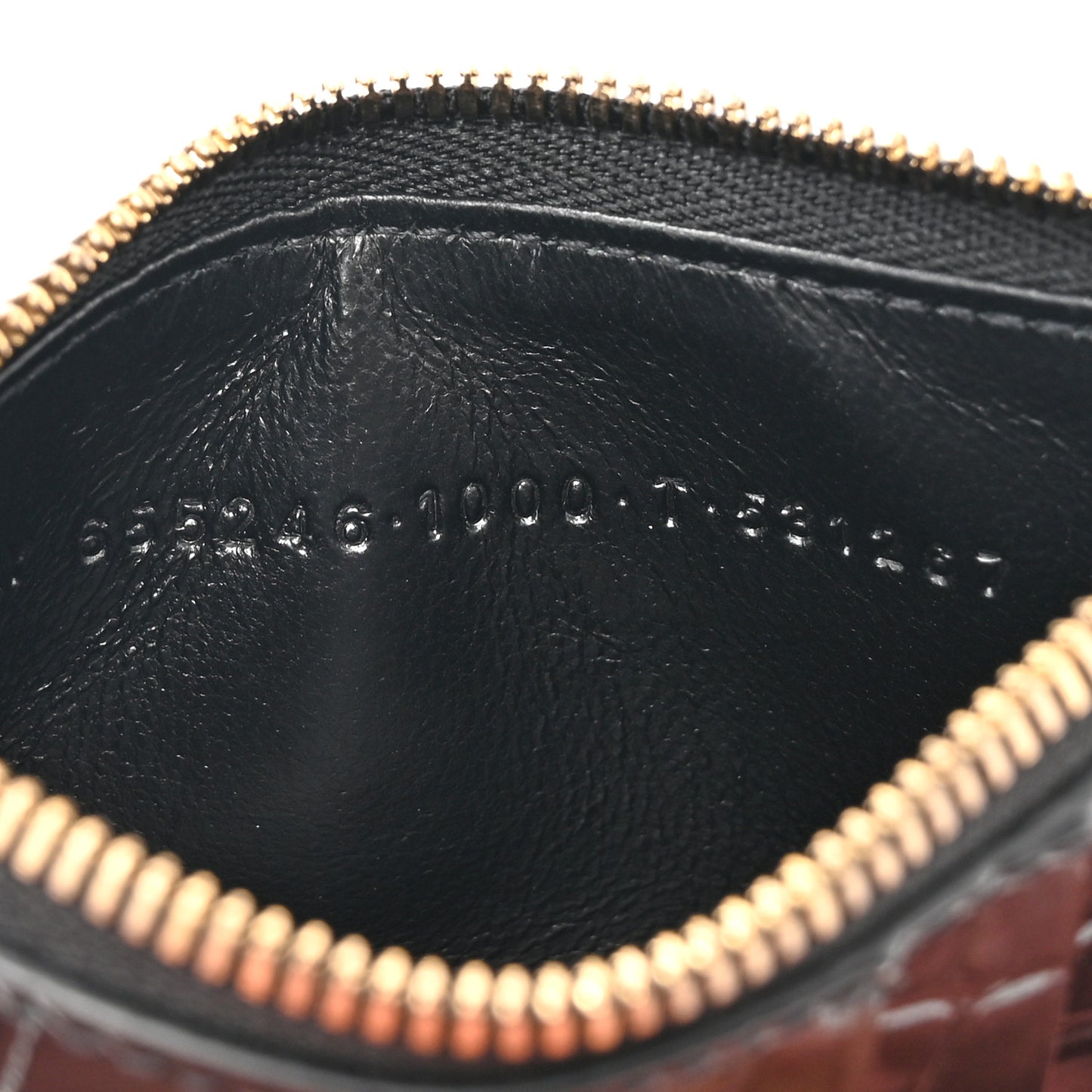 Shiny Calfskin Crocodile Embossed Neo Classic Long Coin Case Card Holder on Strap Black