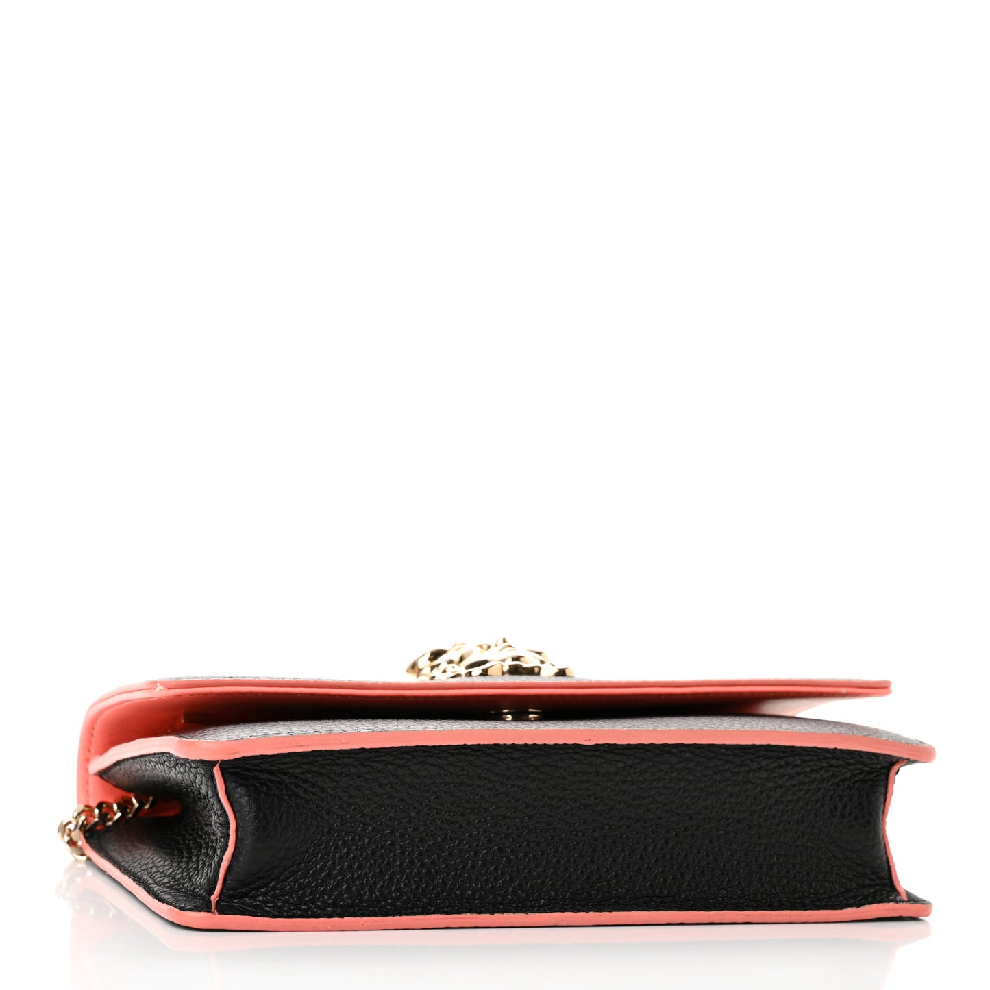 Grained Calfskin Palazzo Chain Evening Bag Black Flamingo