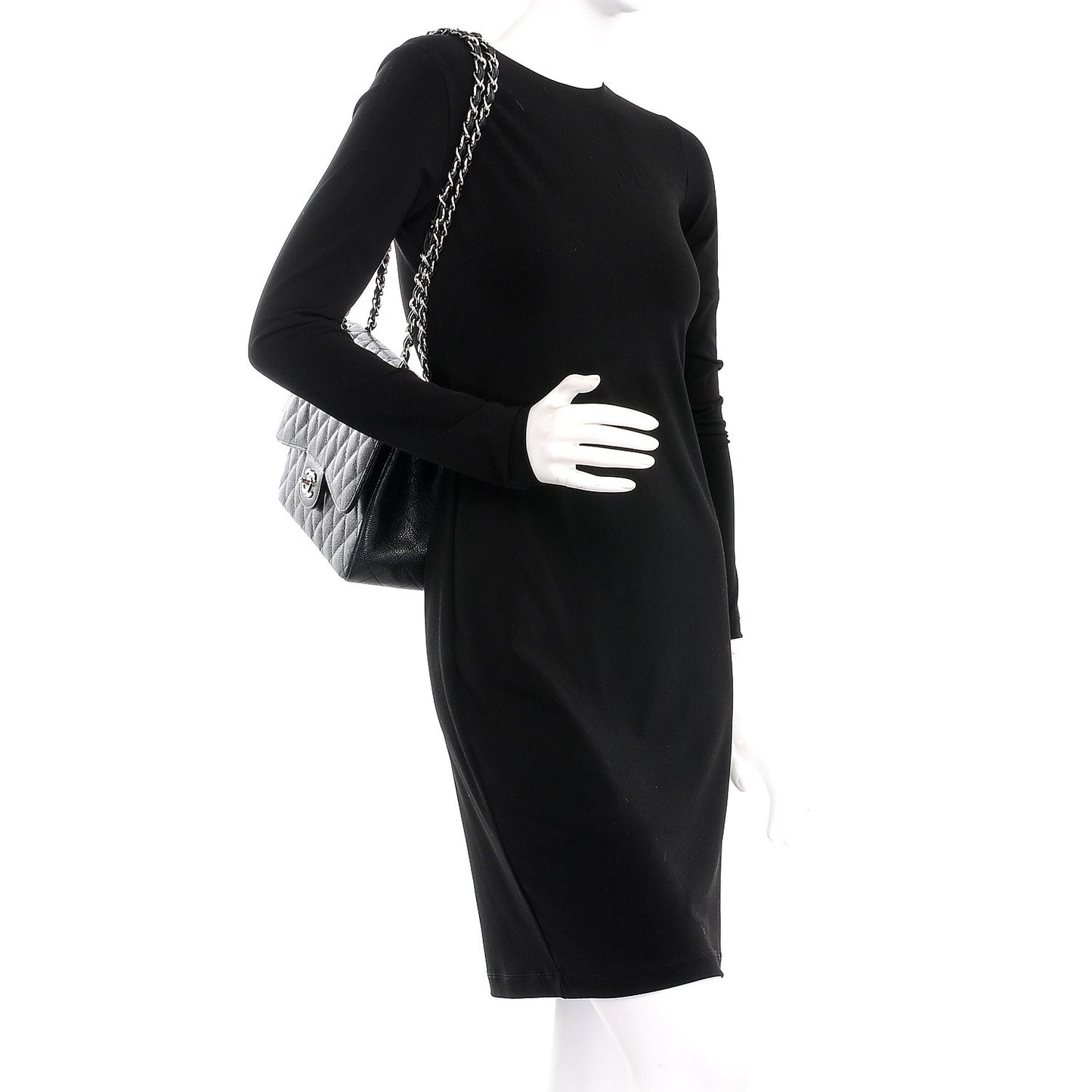 Caviar Quilted Jumbo Double Flap Black