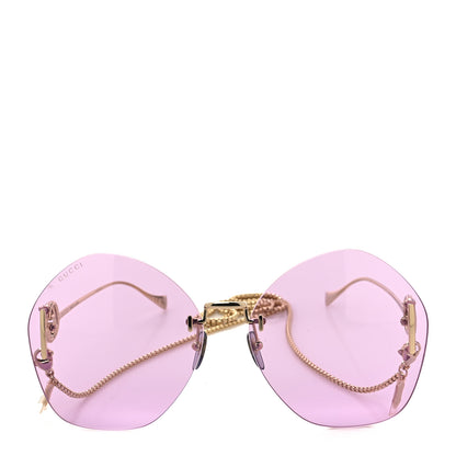 Gucci Metal Round Chain Sunglasses GG1203S Gold Purple 2 of 8