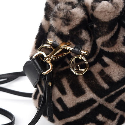 Fendi Shearling F is Macro FF 1974 Diagonal Mini Mon Tresor Bucket Bag Dove Black 11 of 11