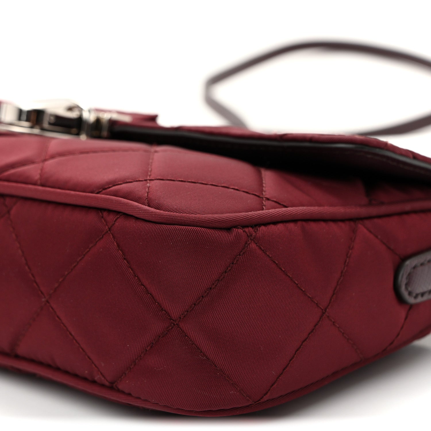 Prada Nylon Tessuto Impunturato Quilted Flap Crossbody Granato 10 of 10