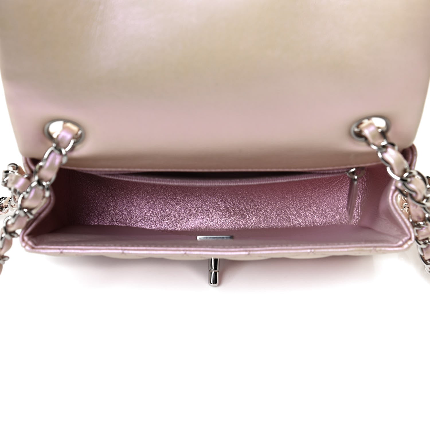 Chanel Iridescent Calfskin Quilted Mini Rectangular Flap Pink 5 of 15