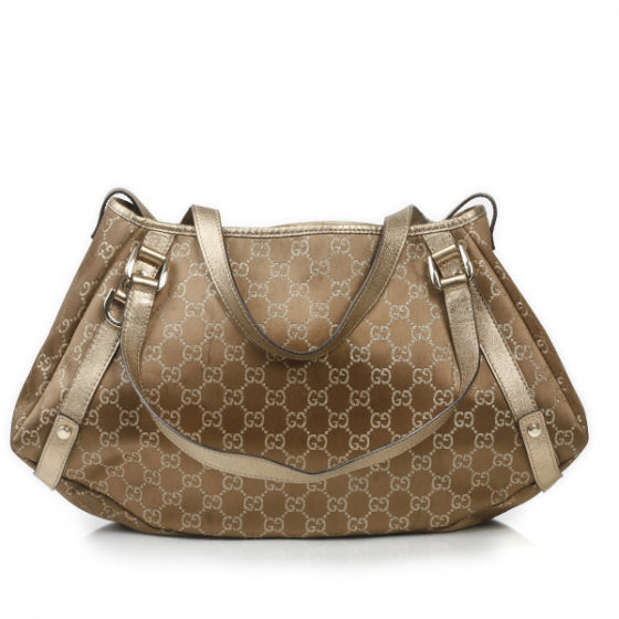 Satin Monogram Medium Abbey Shoulder Bag Bronze