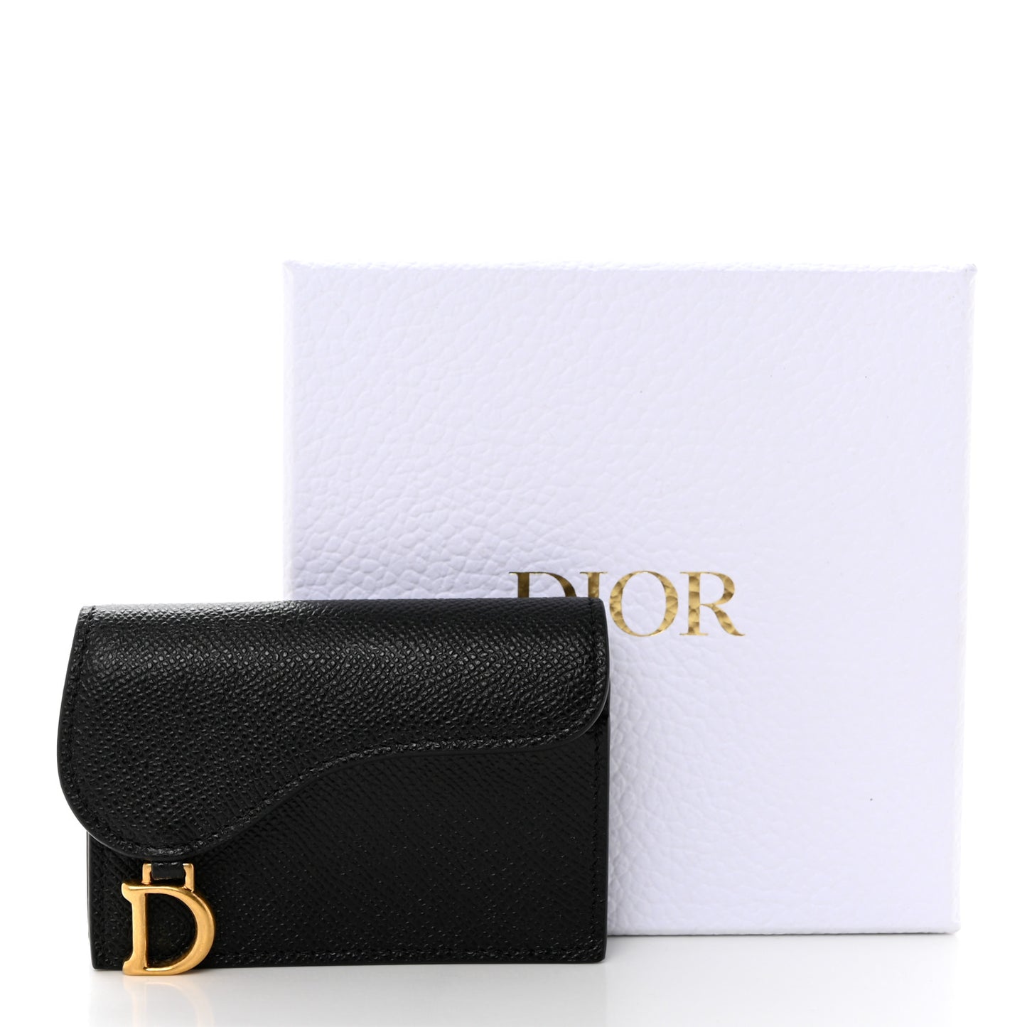 Grained Calfskin Saddle Card Holder Black