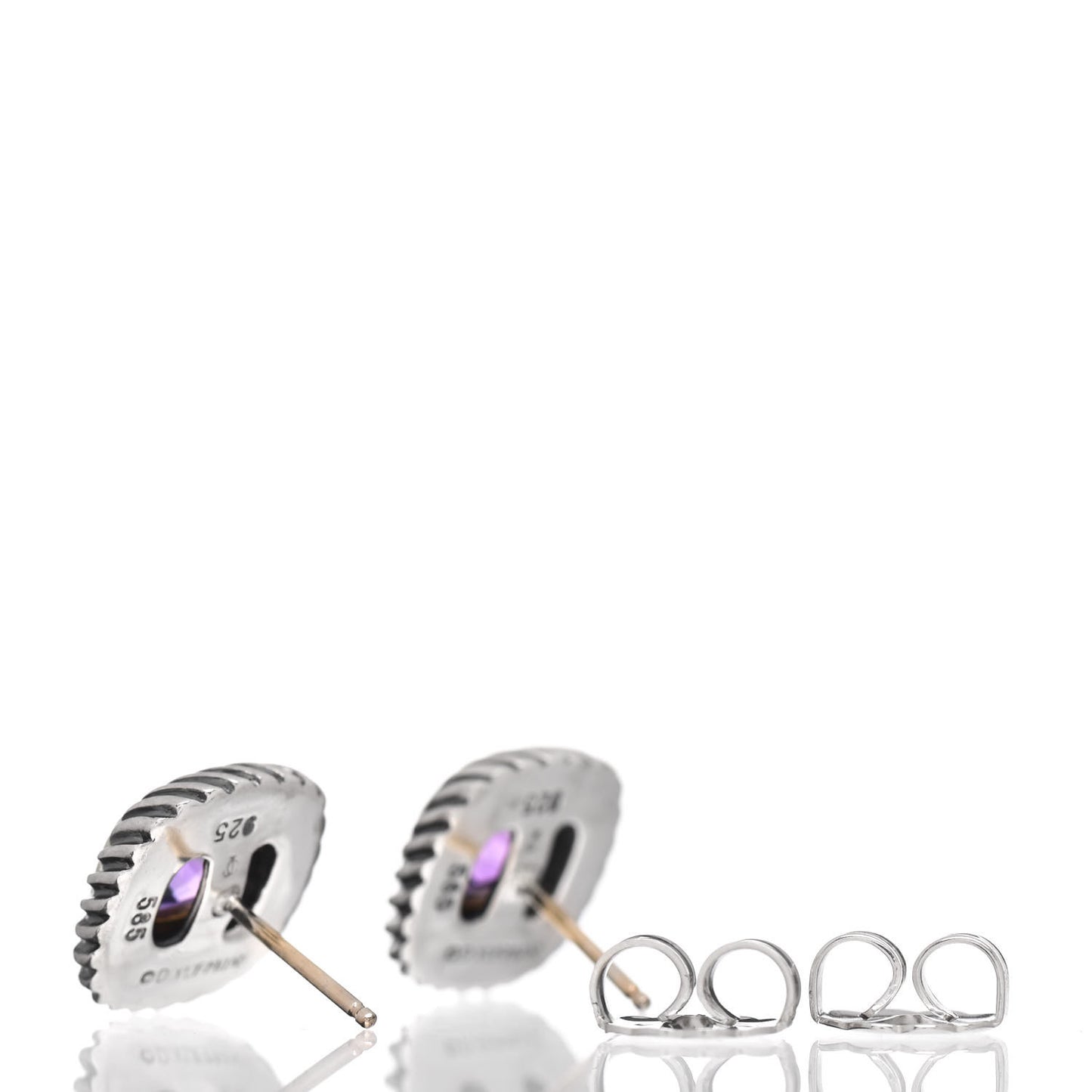 Sterling Silver 14K Yellow Gold Amethyst 7mm Albion Earrings