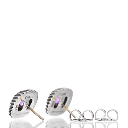 David Yurman Sterling Silver 14K Yellow Gold Amethyst 7mm Albion Earrings 5 of 5