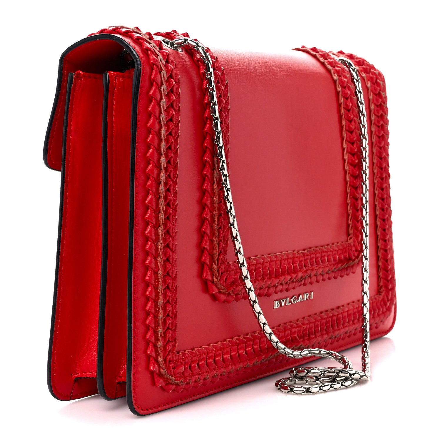 Bulgari Calfskin Plisse Serpenti Forever Crossbody Bag Red 3 of 12