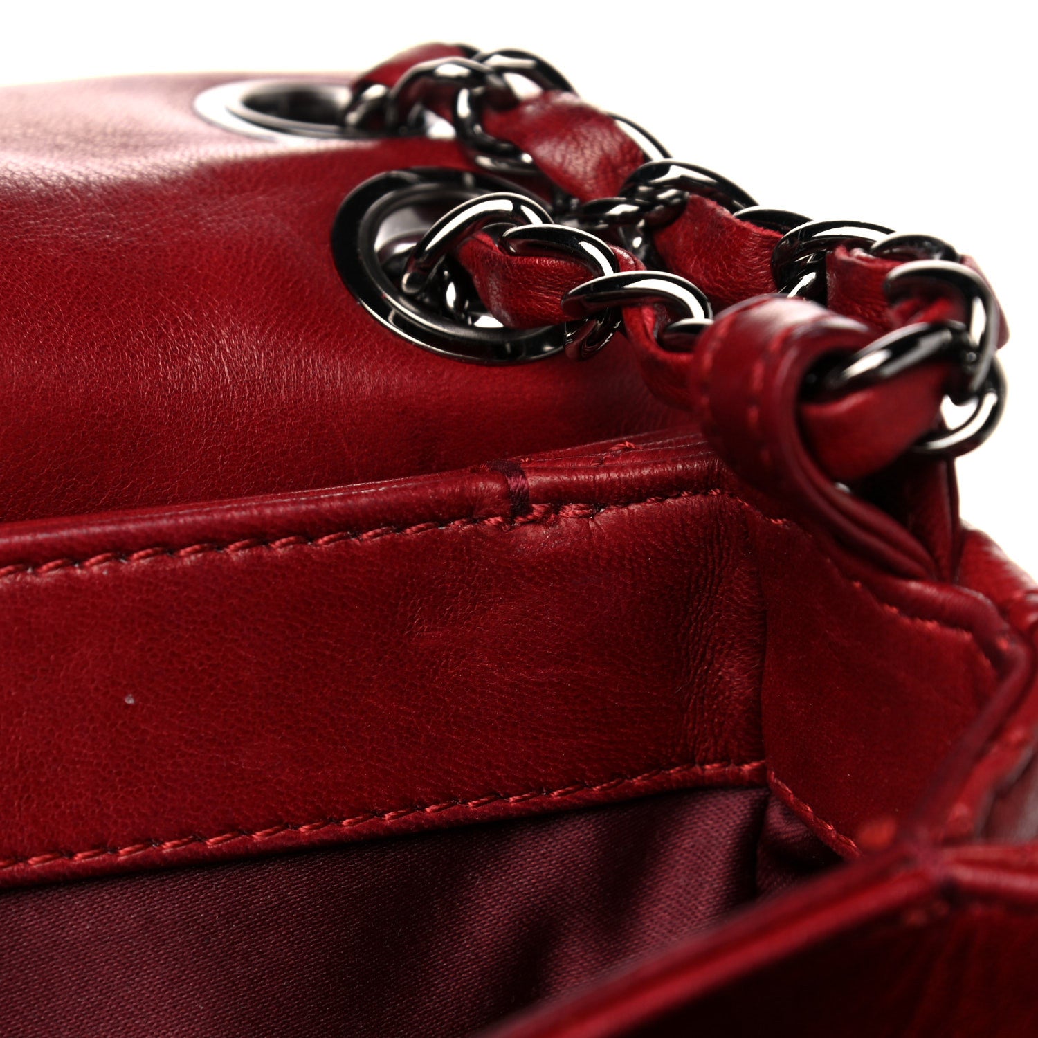 Chanel Lambskin Quilted Mini Chanel 3 Flap Red 14 of 22