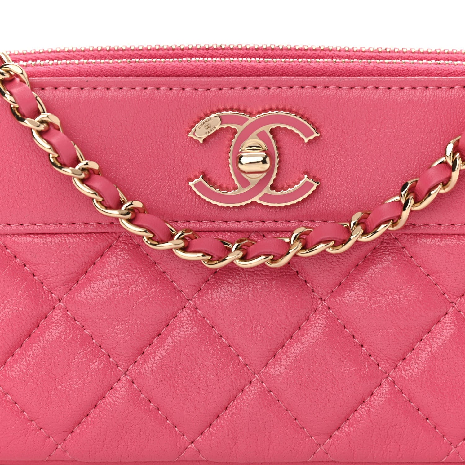 Chanel Metallic Sheepskin Quilted Small Vintage Mademoiselle Clutch With Chain Pink 10 of 13
