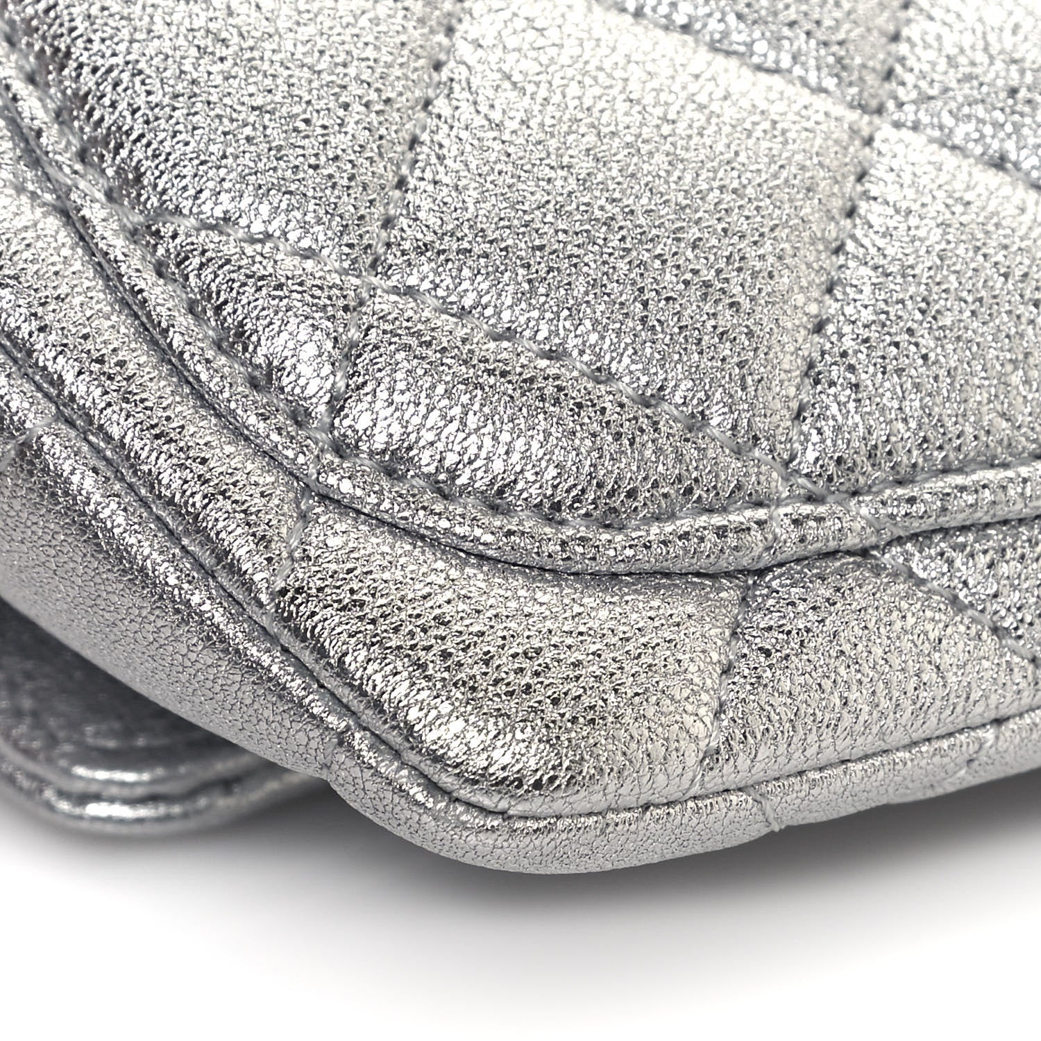 Chanel Metallic Lambskin Quilted Glasses Case With Chain Silver 12 of 14