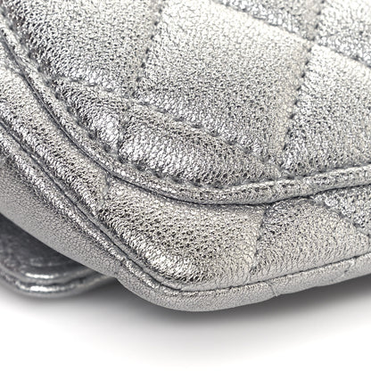 Chanel Metallic Lambskin Quilted Glasses Case With Chain Silver 12 of 14