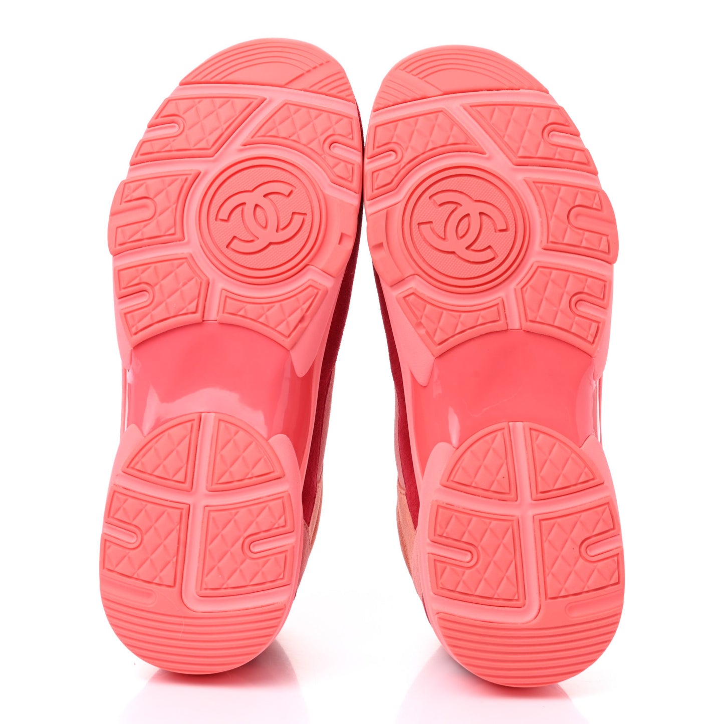 Nylon Lambskin Suede Calfskin CC Sneakers 38 Coral