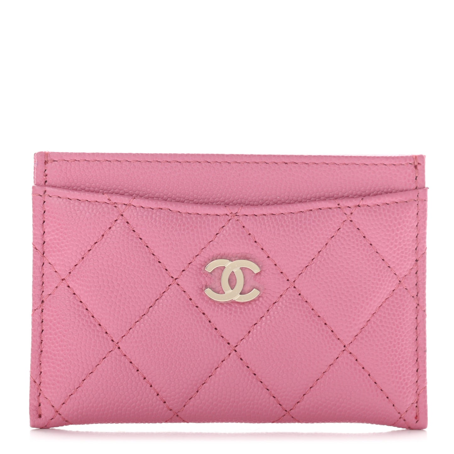 Caviar Quilted Card Holder Pink
