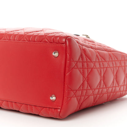 Christian Dior Lambskin Cannage Medium Lady Dior Red 10 of 11
