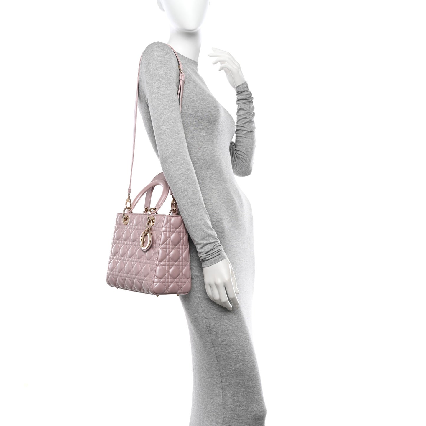 Pearly Lambskin Cannage Medium Lady Dior Lotus