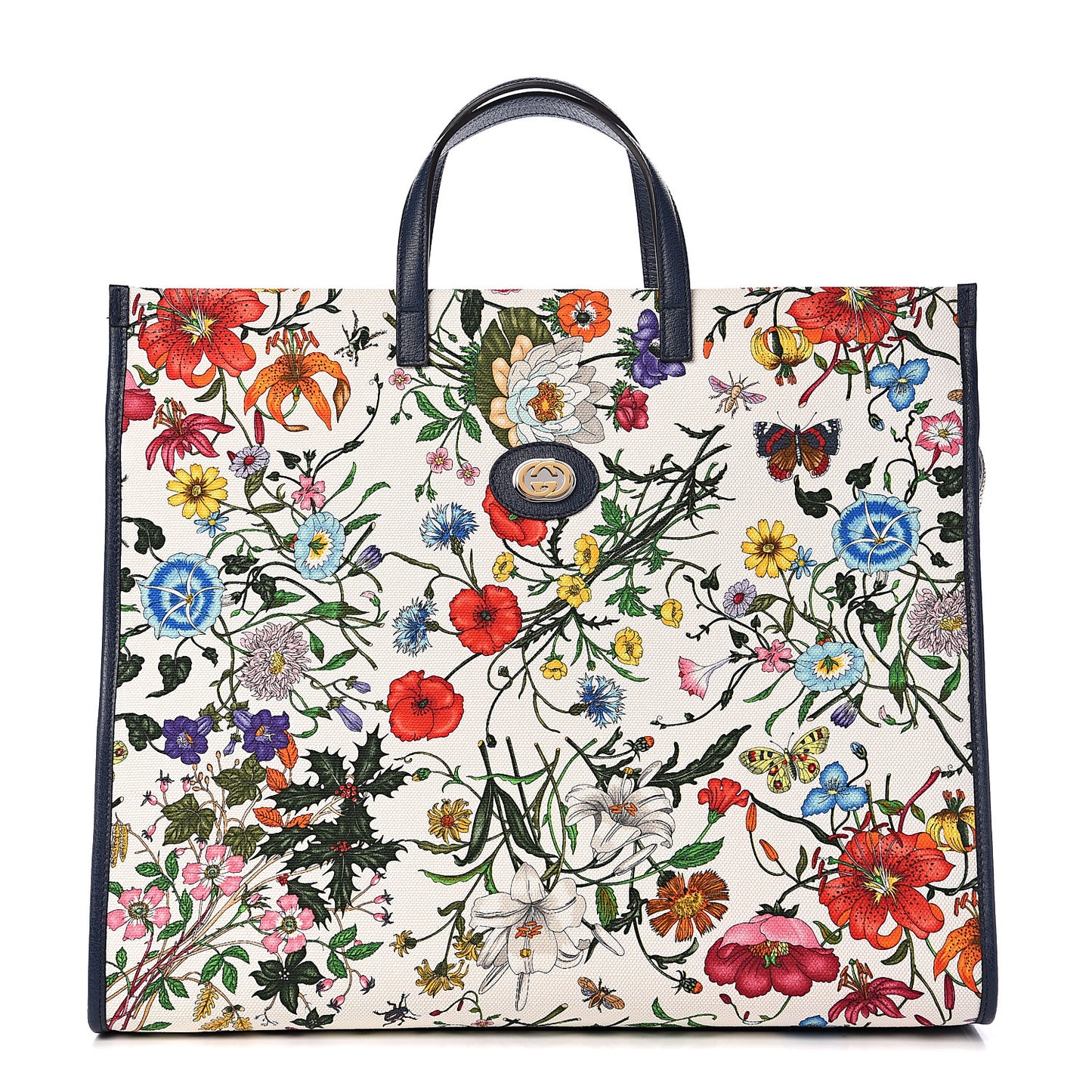 Canvas Large Flora Tote Navy Multicolor