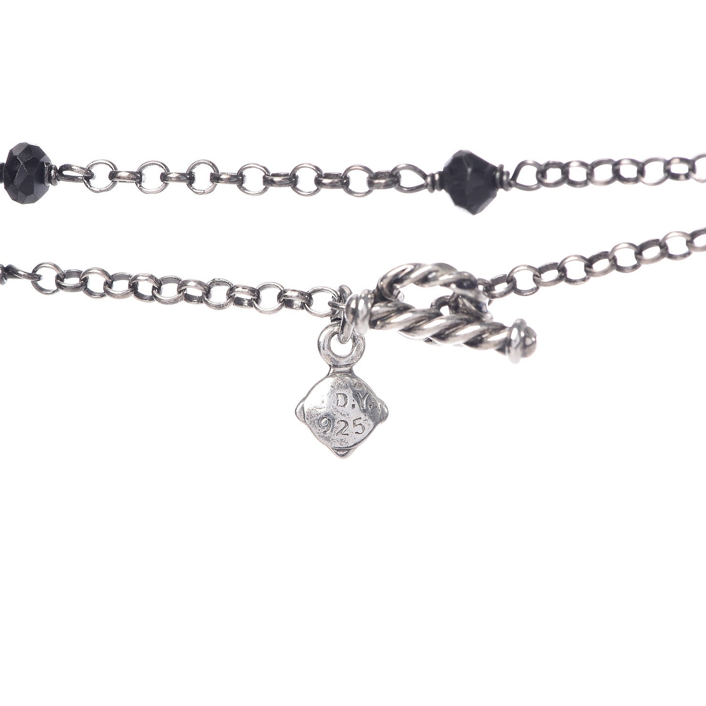 Sterling Silver Black Onyx Station Chain Necklace