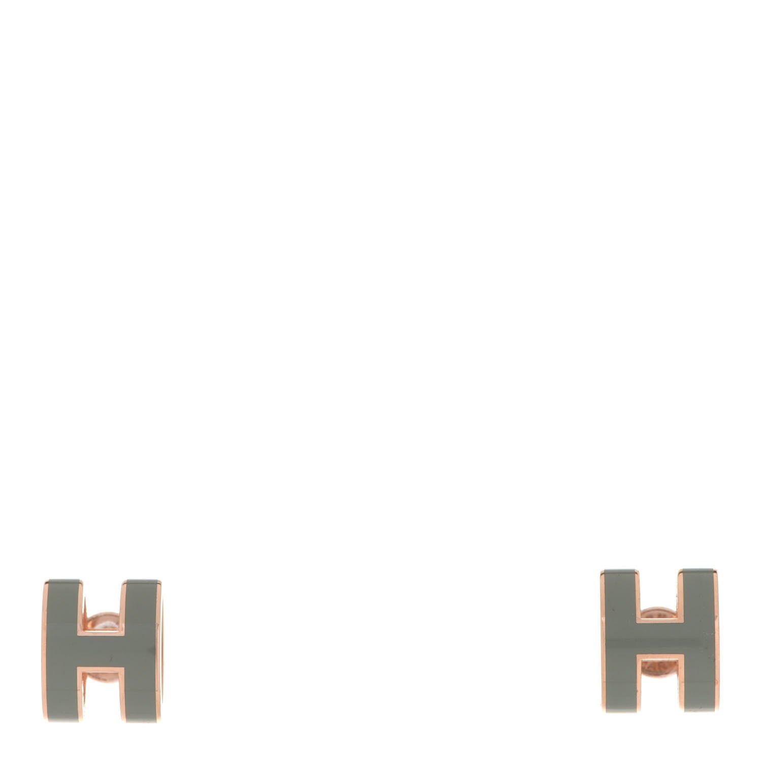 Hermes Rose Gold Lacquered Mini Pop H Earrings Jade 1 of 5