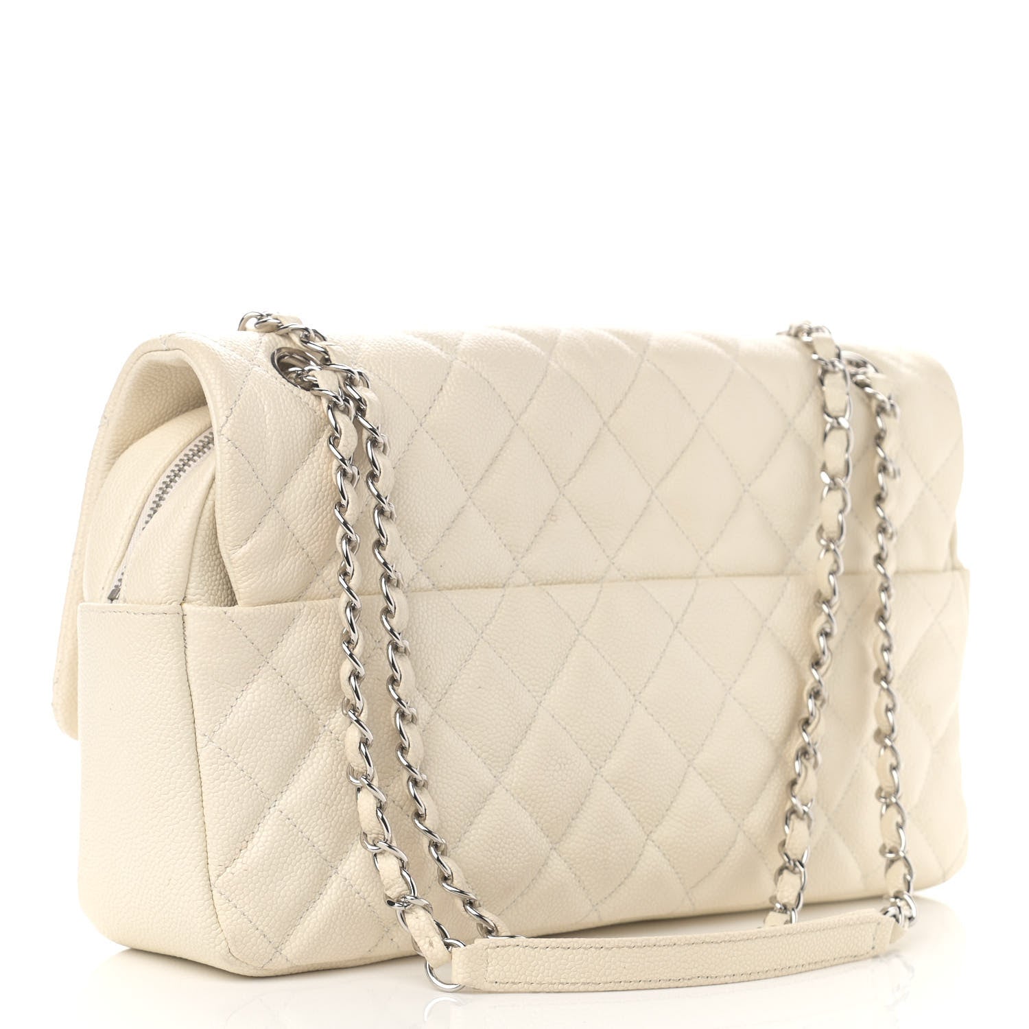 Chanel Caviar Quilted Jumbo Easy Flap Dark White 3 of 13