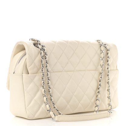 Chanel Caviar Quilted Jumbo Easy Flap Dark White 3 of 13