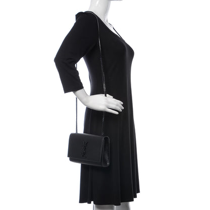 Saint Laurent Grain De Poudre Small Monogram Kate Satchel Black 2 of 9