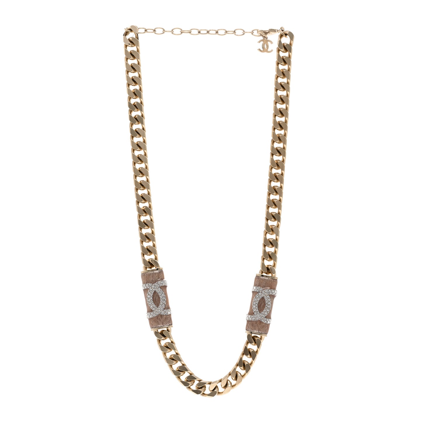 Crystal Strass CC Necklace Light Gold Pink