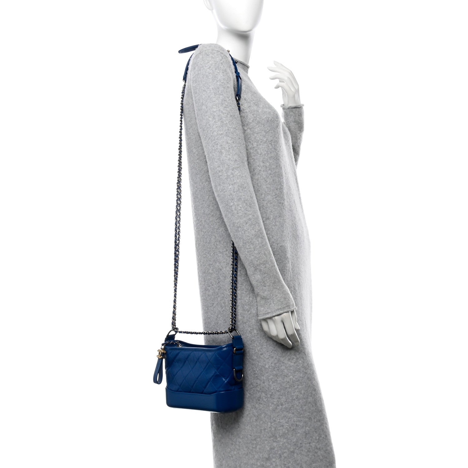 Chanel Aged Calfskin Quilted Small Gabrielle Hobo Blue 2 of 11