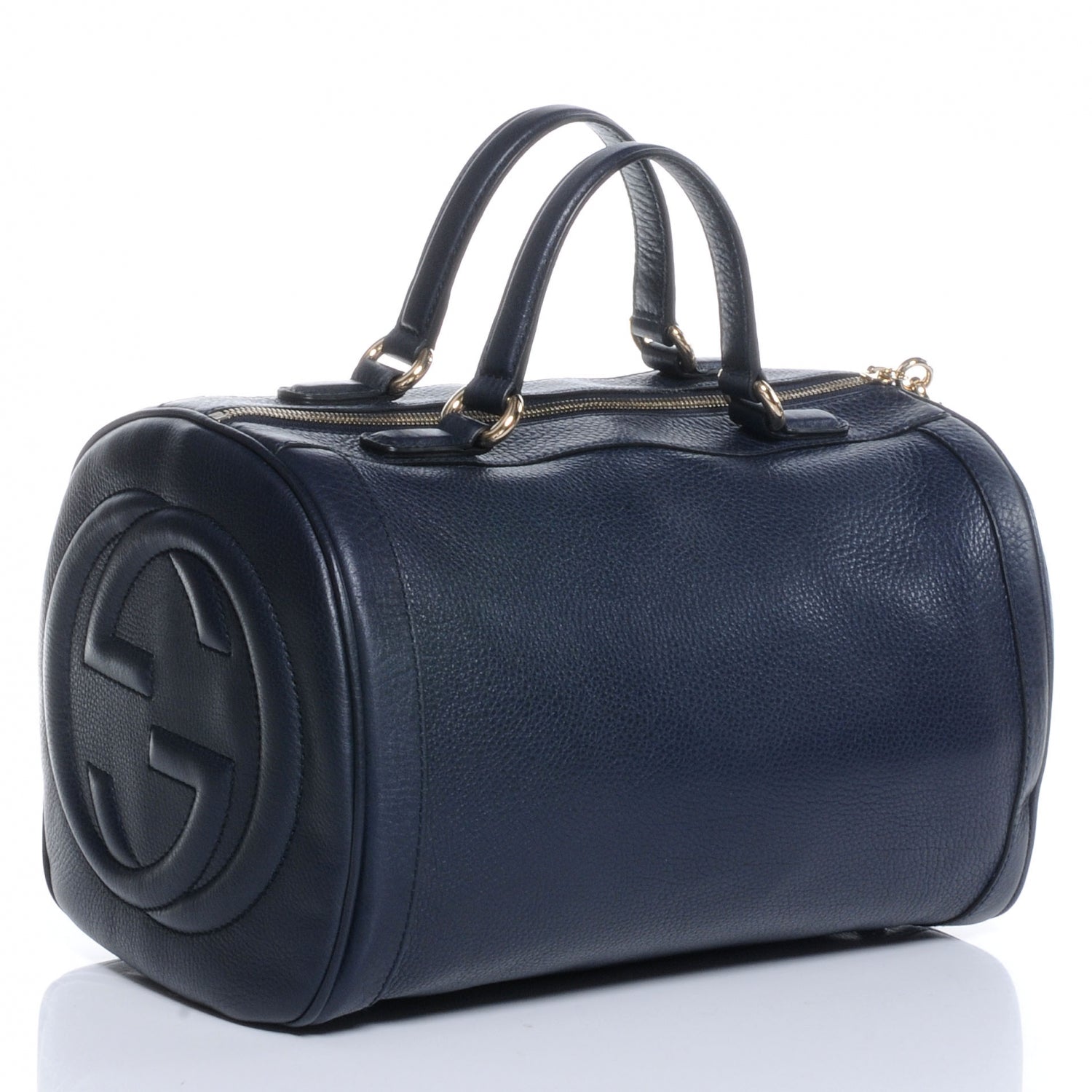 Gucci Pebbled Calfskin Medium Soho Boston Blue 3 of 7