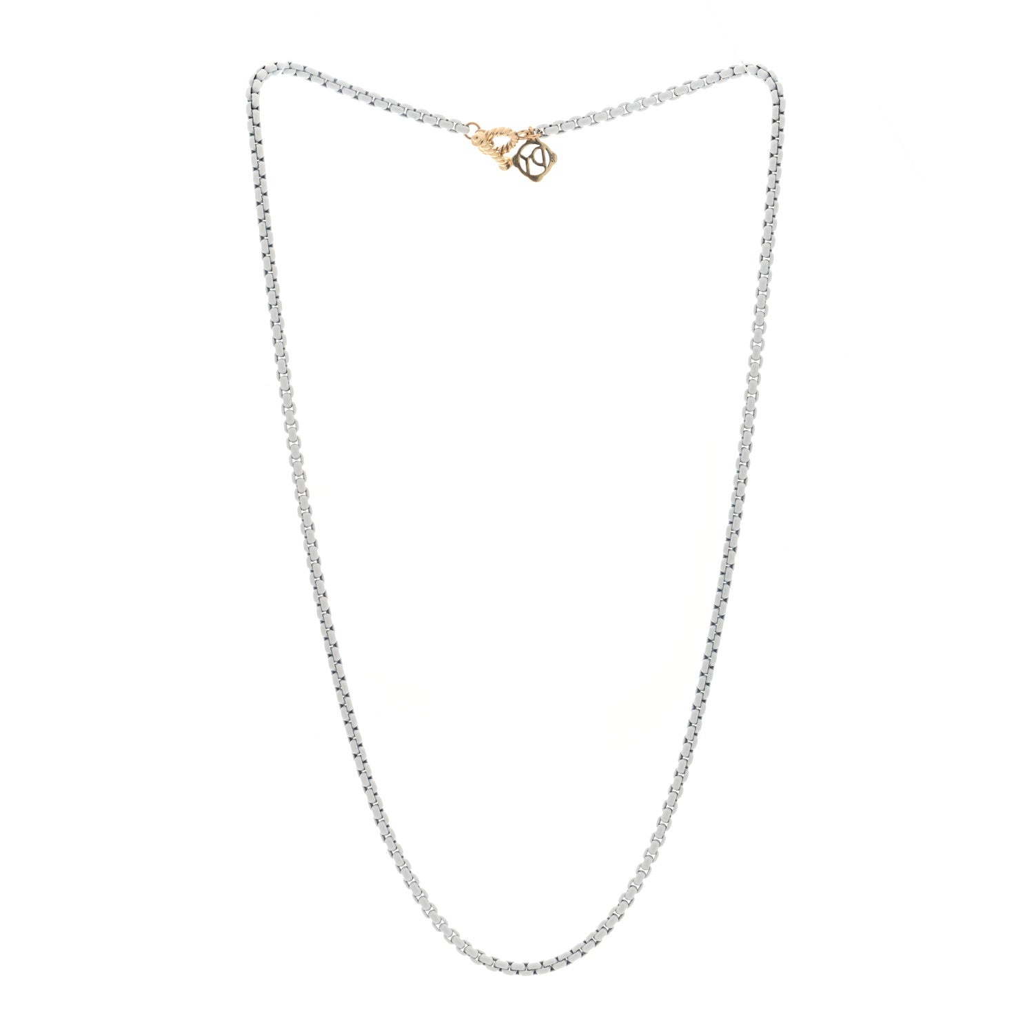 David Yurman Stainless Steel 14K Yellow Gold Acrylic Bel Aire Chain Necklace 18"  White 3 of 4