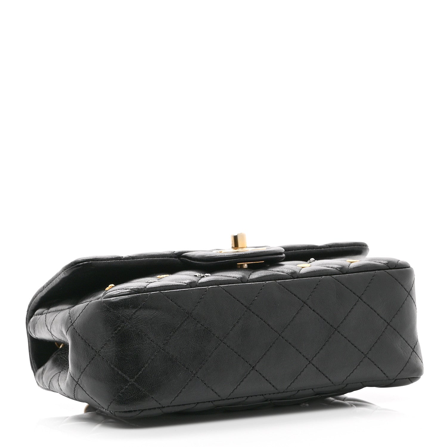 Chanel Lambskin Quilted Studded Mini Rectangular Flap Black 4 of 10