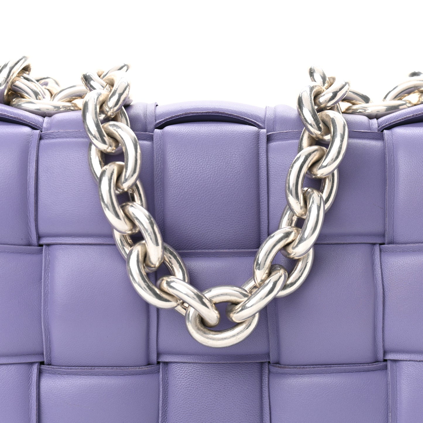 Lambskin Maxi Intreccio Padded Chain Cassette Crossbody Bag Lavender