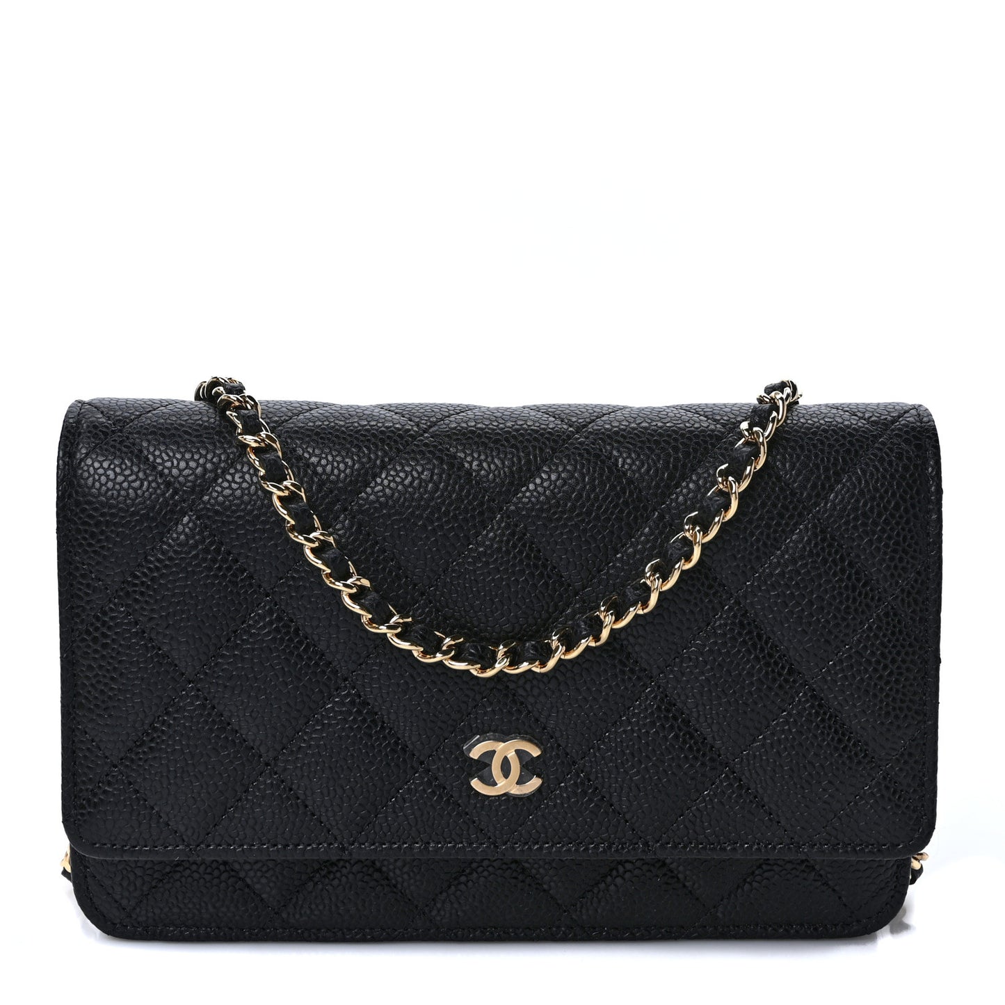 Caviar Quilted Wallet on Chain WOC Black