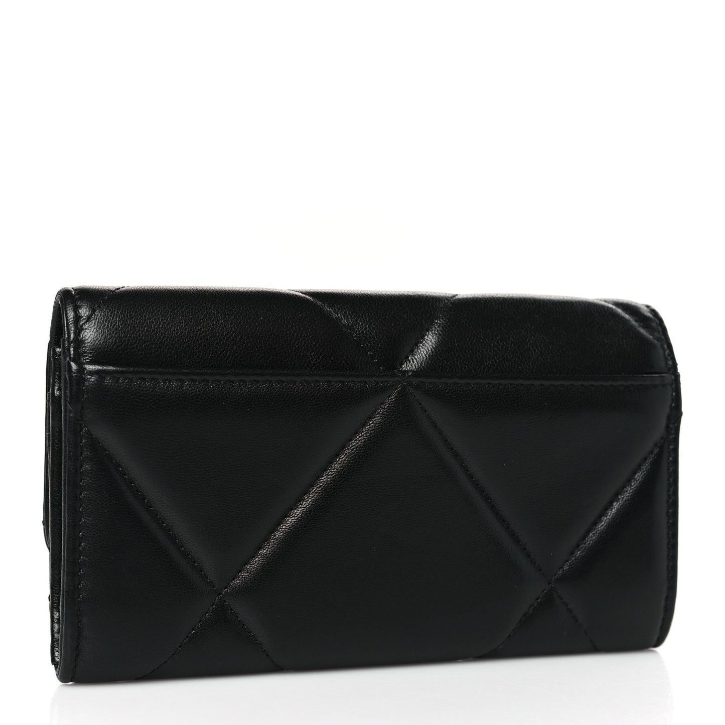 Lambskin Quilted Chanel 19 Flap Wallet Black
