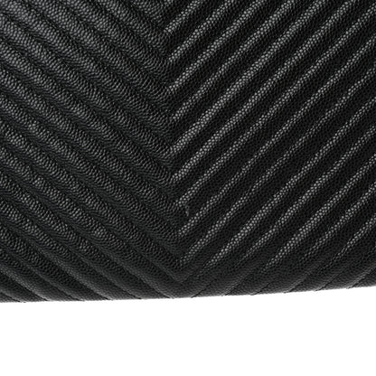 Chanel Caviar Chevron Quilted Medium Boy Zip Pouch Black 8 of 12